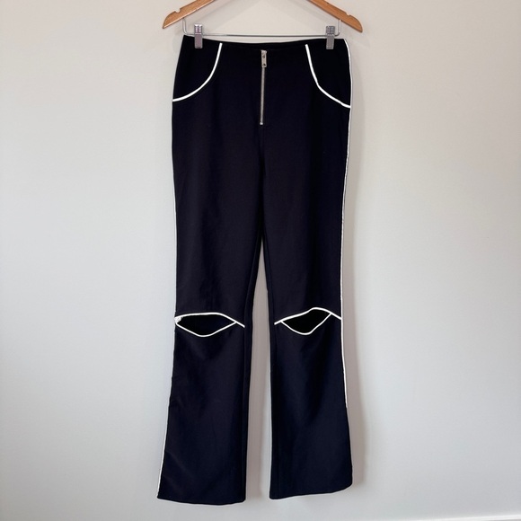 I.AM.GIA Reflective High Waisted Trim Knee Cut Out Black Tall Pants (M) - Picture 3 of 9